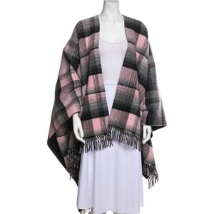 GUCCI Reversable Plaid Fringe Women's Coat/Wrap- Pink and Black